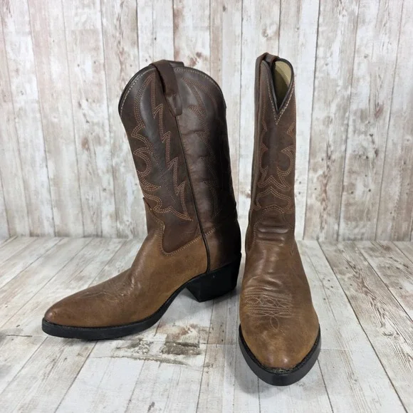 Laredo Women's Brown Leather Western Cowboy Boots 5.5D Made in‎ USA womens 7 - Picture 5 of 8